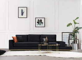 Atelier Del Sofa Sofá de 4 Plazas con Mesa Lateral - Negro y Dorado